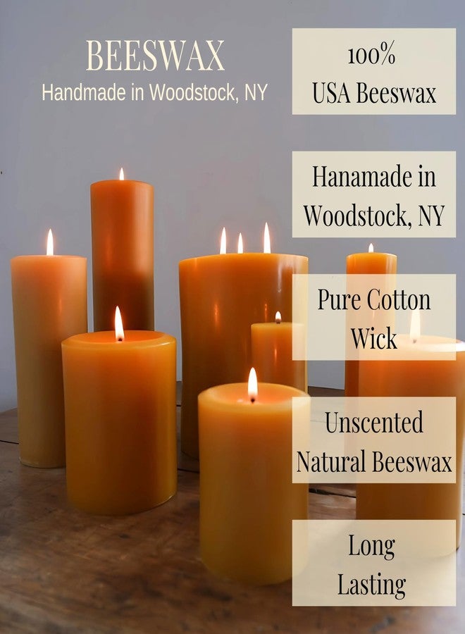 Candlestock 100% USA Beeswax Pillar Candle - Handmade in Woodstock, NY - Natural with 100% Cotton Wick - Long-Burning & Dripless 3x3 (2 Candles) - Image 3